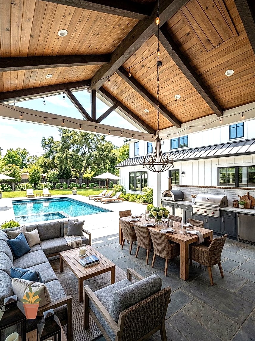 A Covered Outdoor Kitchen Area