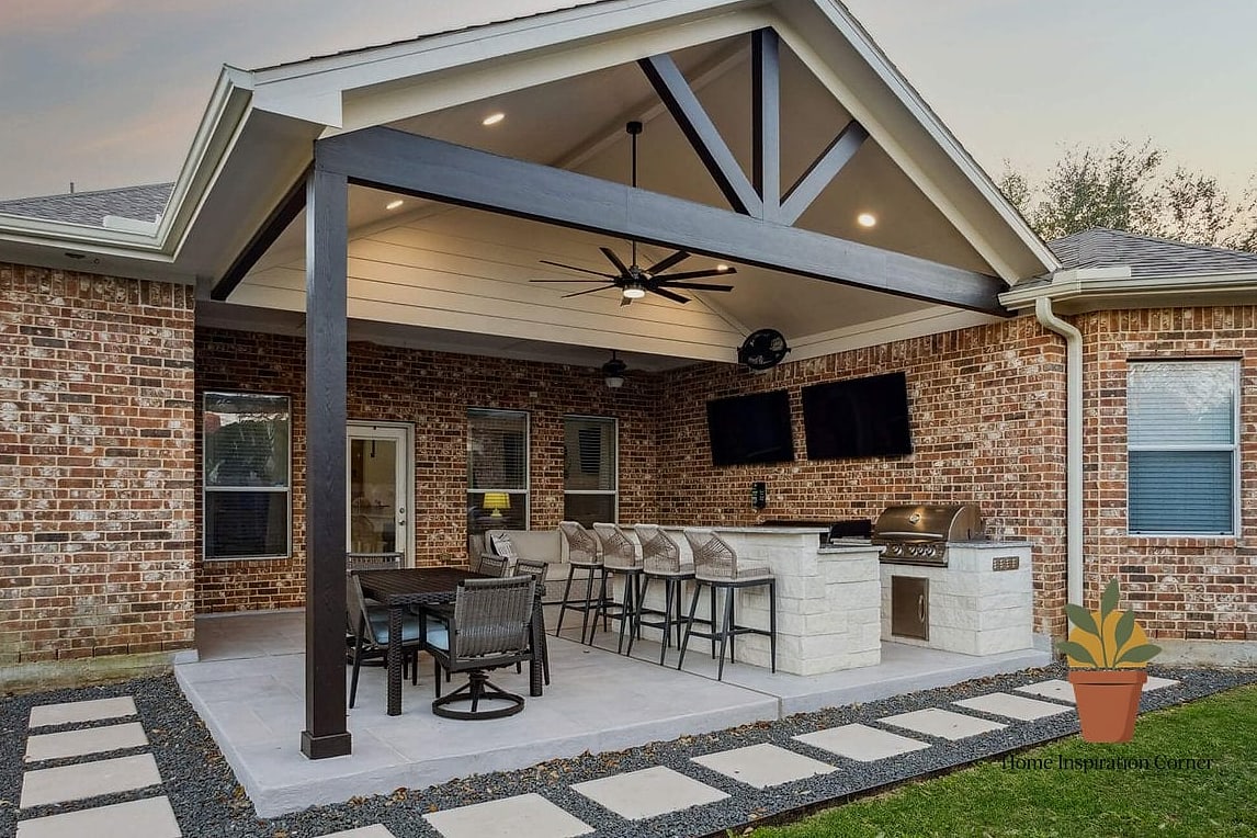 Covered Patio with String Lights
