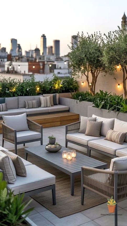 7 Stunning Roof Terrace Design Modern Ideas for Every Budget 3 Cozy Lounge Terrace with Layered Textiles