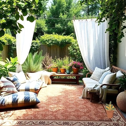A Cozy Outdoor Rug and Cushion Combo on a Balcony or Small Patio