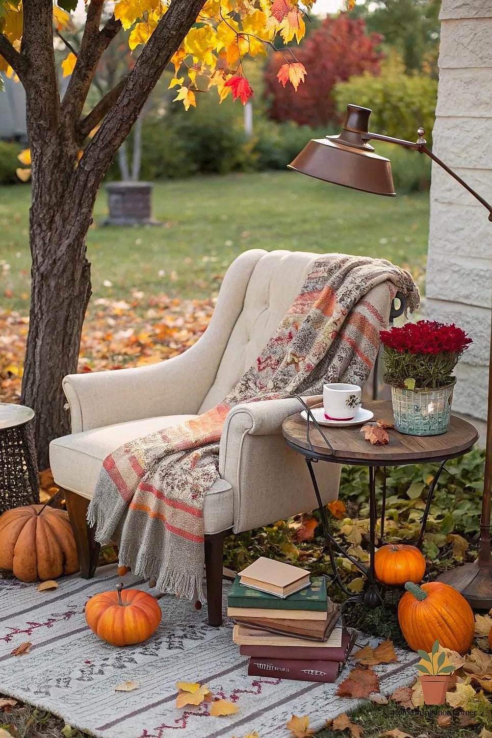 23 Outdoor Fall Decor Ideas Designs That Maximize Style and Function 3 A Cozy Reading Nook on the Porch
