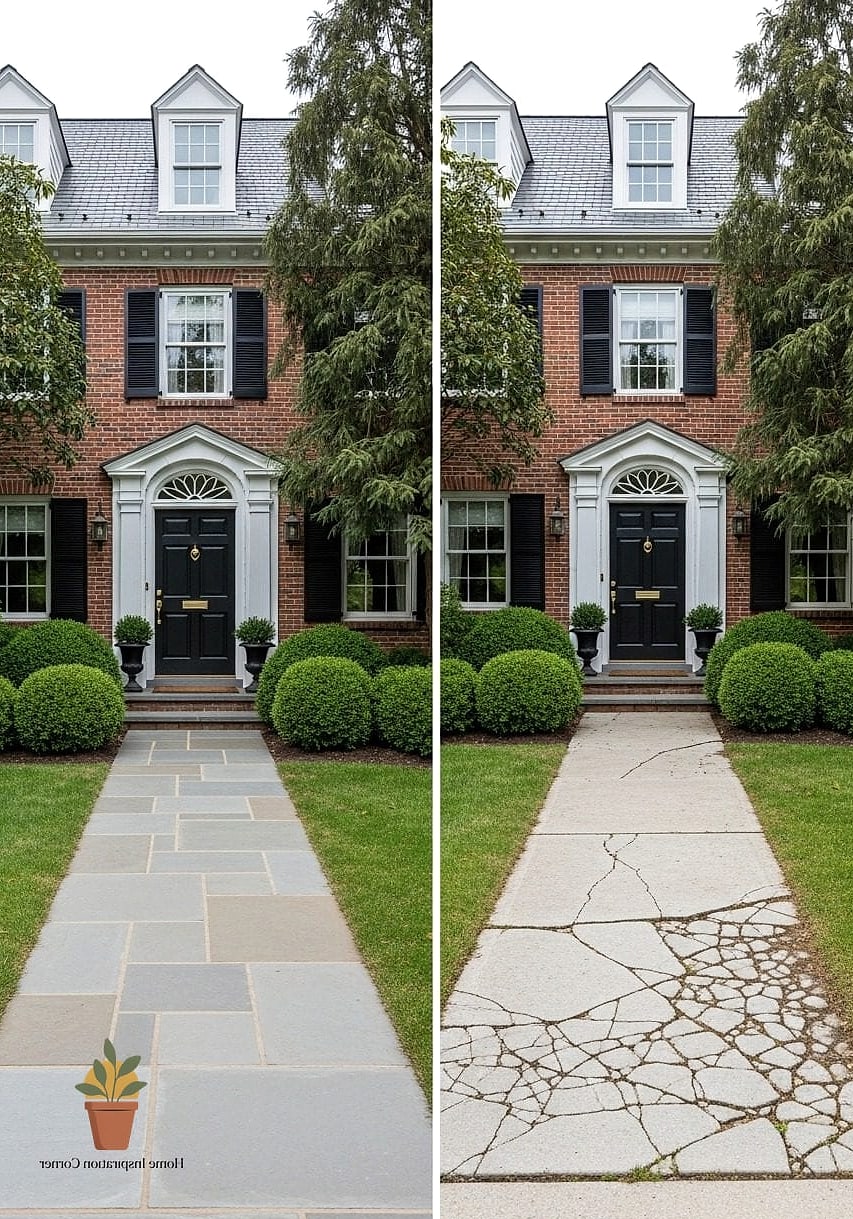Cracked Concrete Slab Replaced with Bluestone