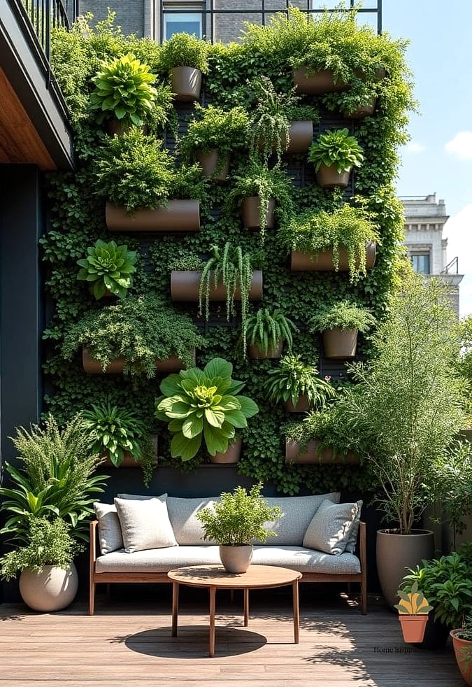 21 Apartment Patio Decorating Ideas Ideas That Work in Any Size Home 5 Create a Vertical Garden on a Wall Grid