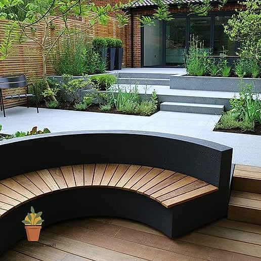 Curved Bench Seating Around a Fire Pit