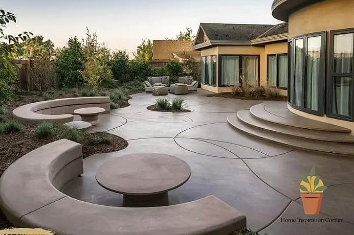 Curved and Organic-Shaped Cement Patios