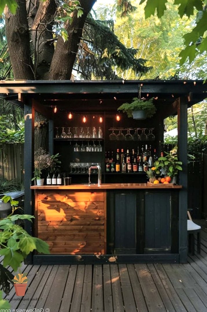 30 Backyard Bar Ideas Designs That Maximize Style and Function 23 Dark Moody Bar with Black Cabinetry