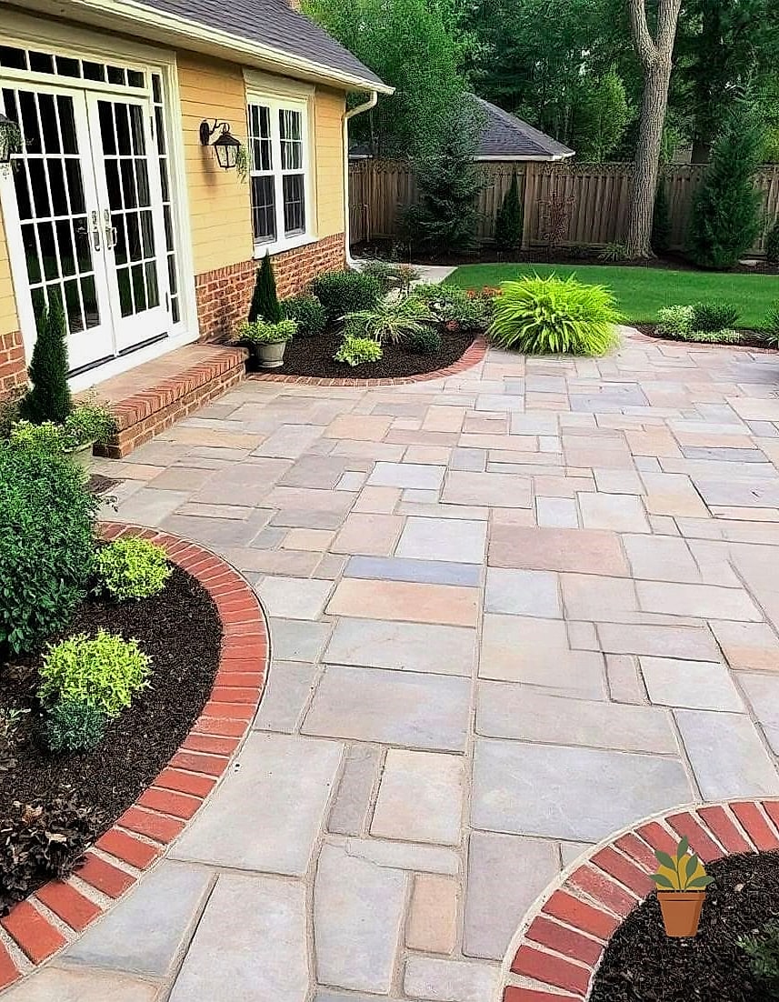 Dated Brick Patio Reimagined in Flagstone