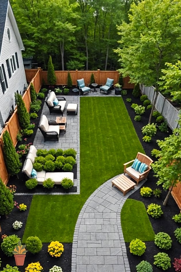 Deck and Lawn Split Layout
