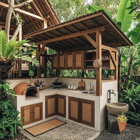23 Creative Dapur Outdoor Ideas You Haven't Seen Before 22 Dedicated Wet and Dry Cooking Zones