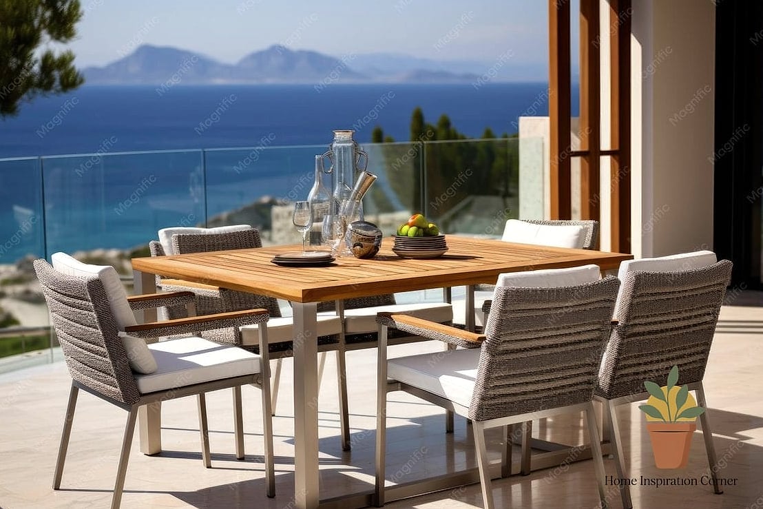 14 Terrace Seating Ideas Ideas Perfect for Every Home Style 14 Dining-Style Table and Chair Set
