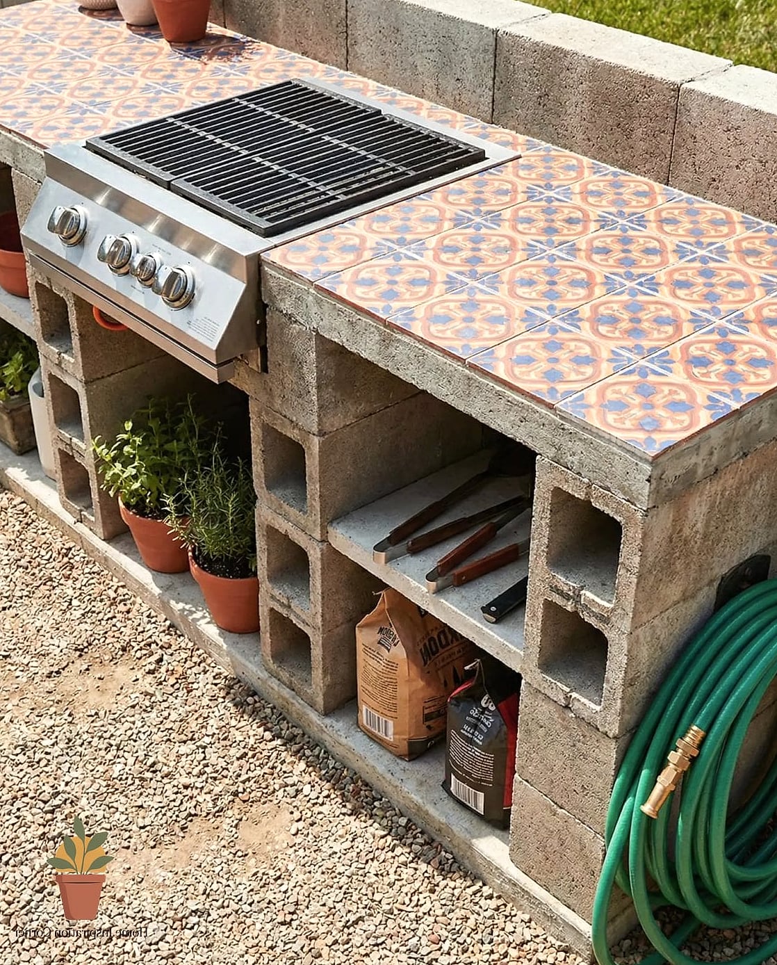 DIY Cinder Block Fireplace