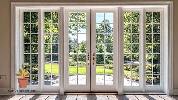 Double French Doors Leading to a Sunken Patio