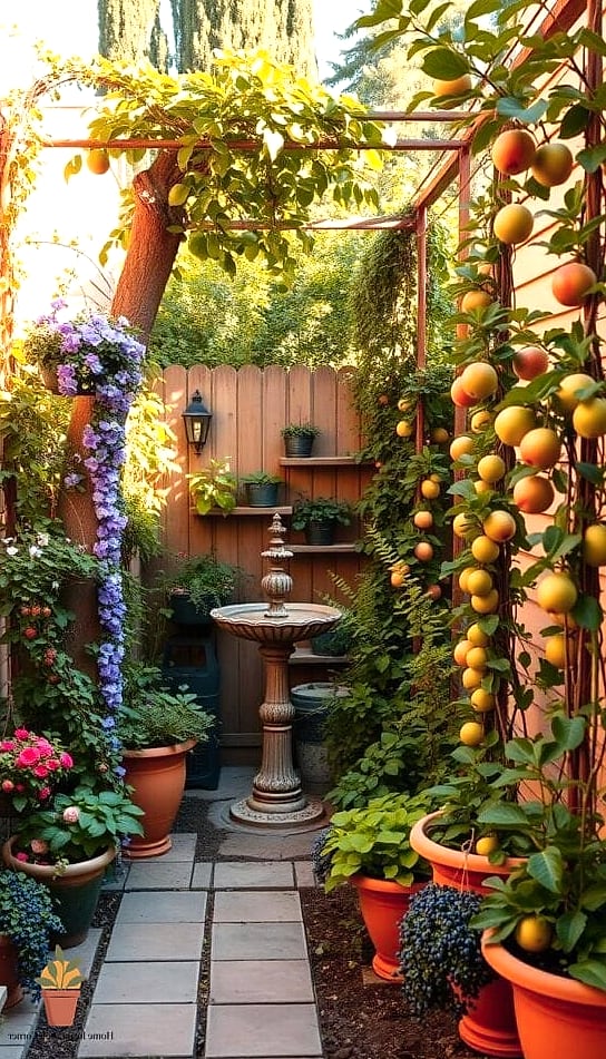 Espaliered Fruit Trees Along a Fence