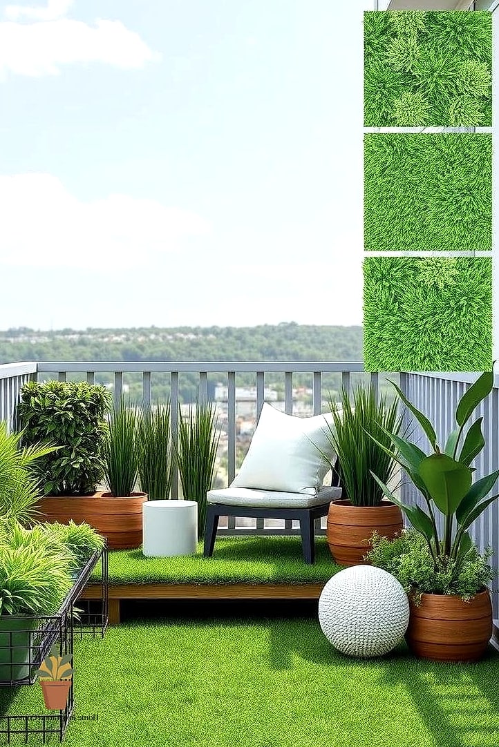 16 Narrow Balcony Ideas Designs That Maximize Style and Function 14 Faux Turf or Outdoor Rug Runner