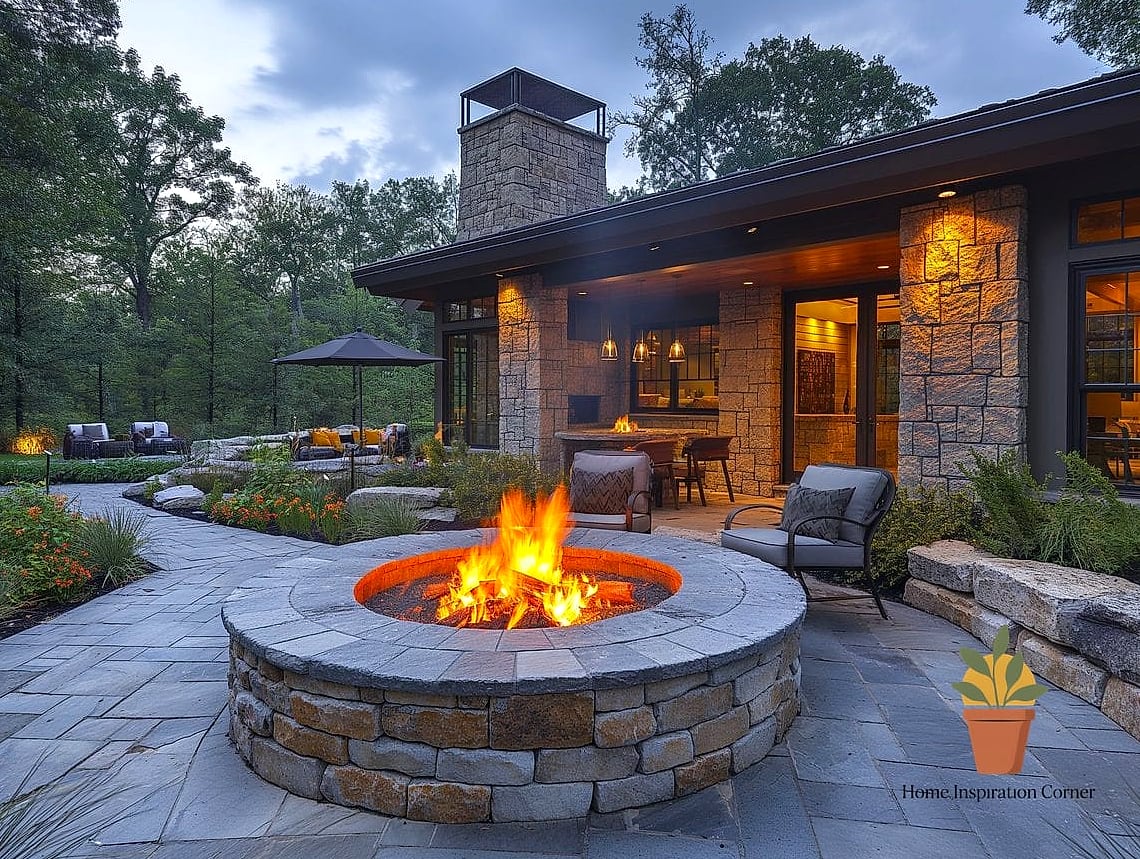 Fire Feature Built into a Water Element