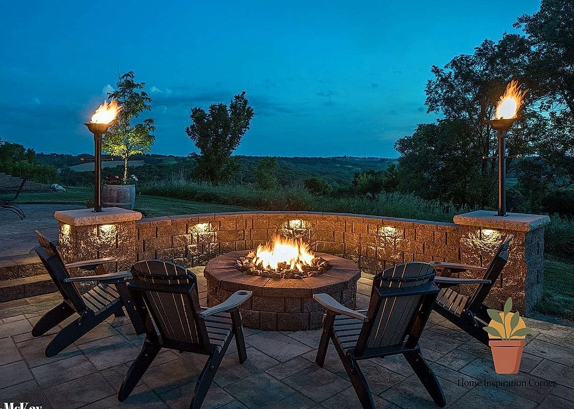 14 Outdoor Patio Lighting Ideas Tips From Top Interior Designers 6 Fire Pit as a Natural Light Source