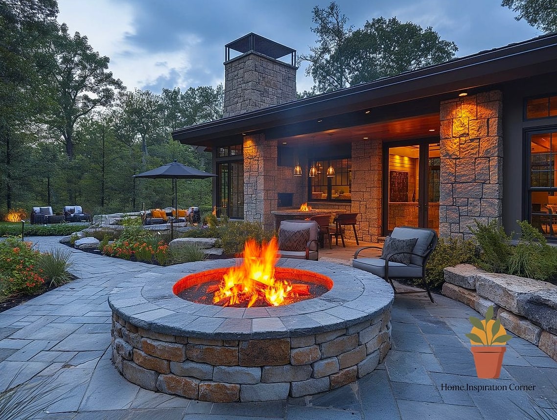 Fire Pit Lounges with Mixed Seating