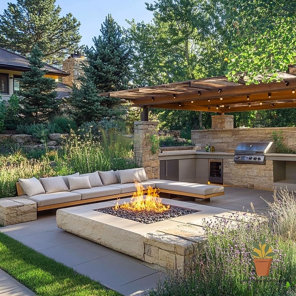Fire Pit Tucked Into a Courtyard Corner