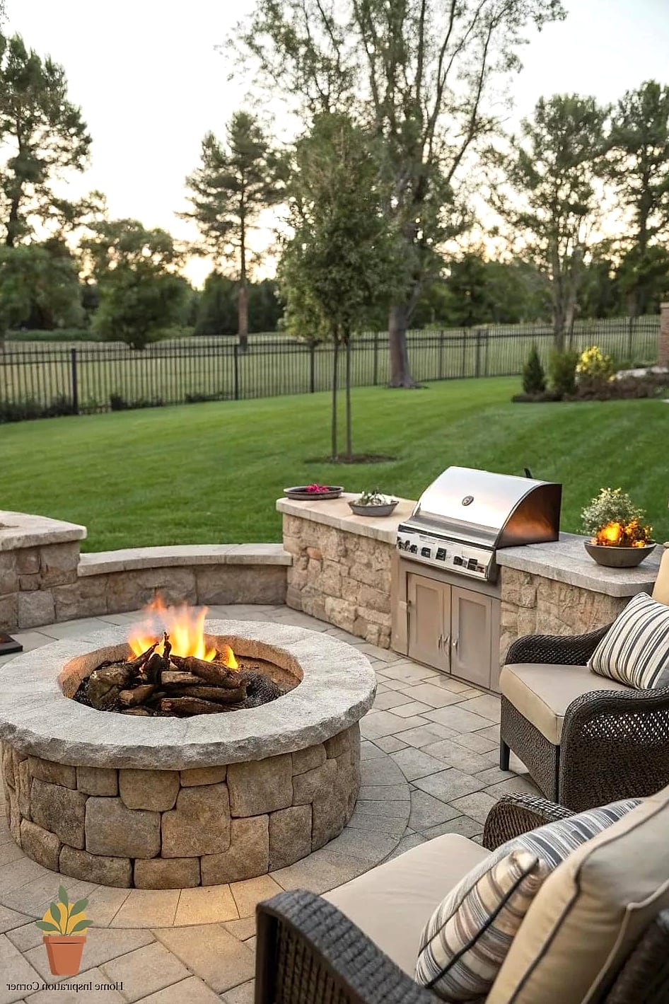 Fire Pit with Built-In Cooking Grate