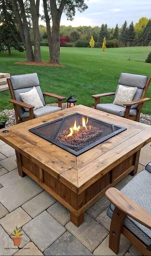 Fire Pit Table with Built-In Storage for Small Patios