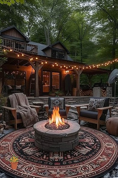 Fire Pit Seating with Built-In Storage Benches