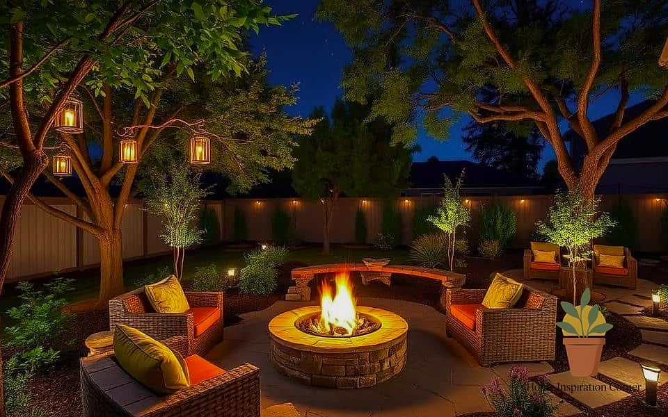 Fire Pit Paired with Ambient Lighting