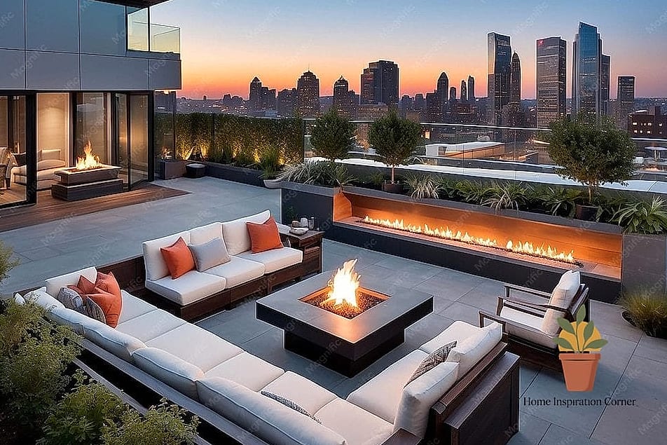 Fire Table With a Built-In Ice Well
