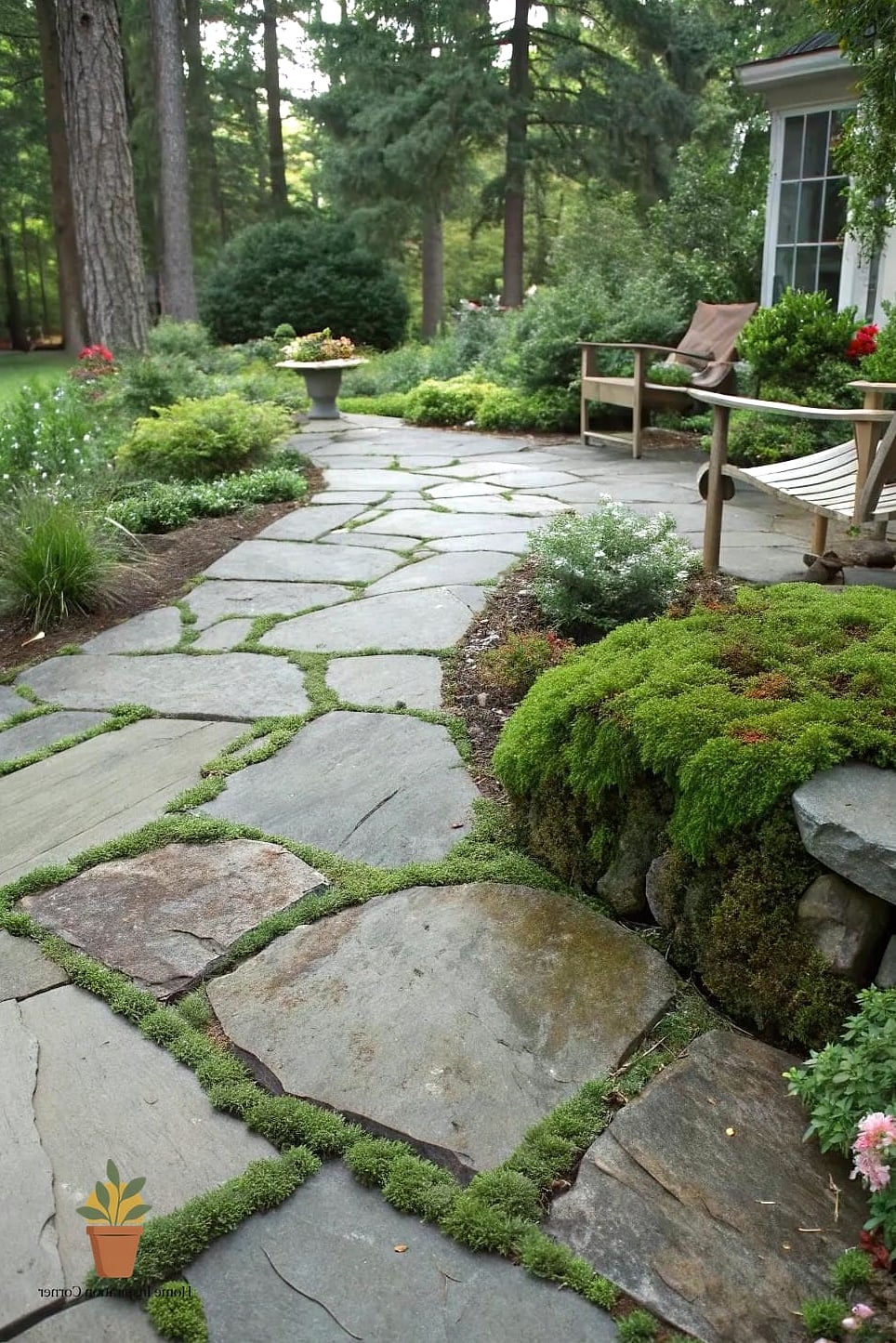 Flagstone with Moss-Filled Joints