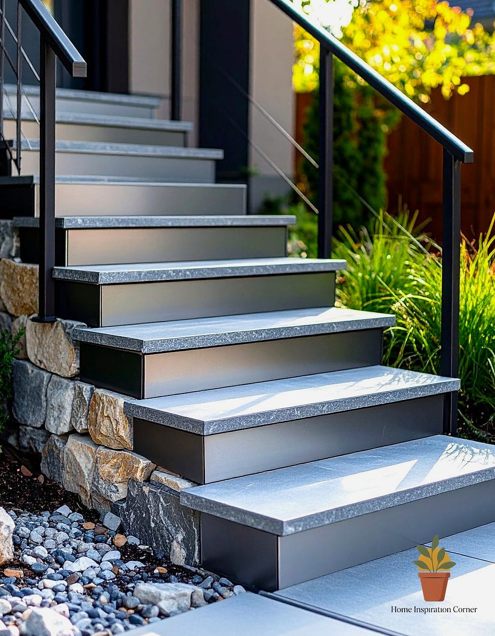 Flagstone Steps That Blend Into the Patio Design