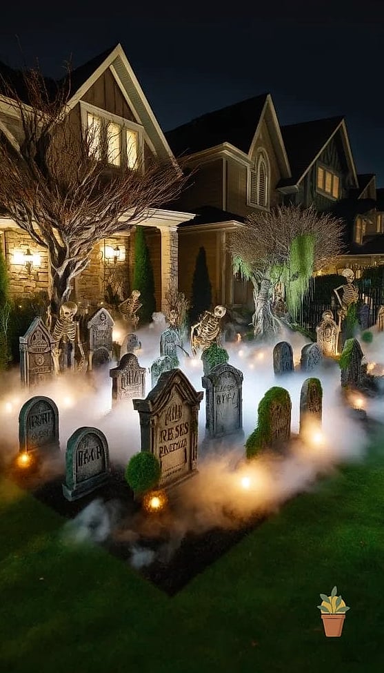 Foggy Graveyard Scene