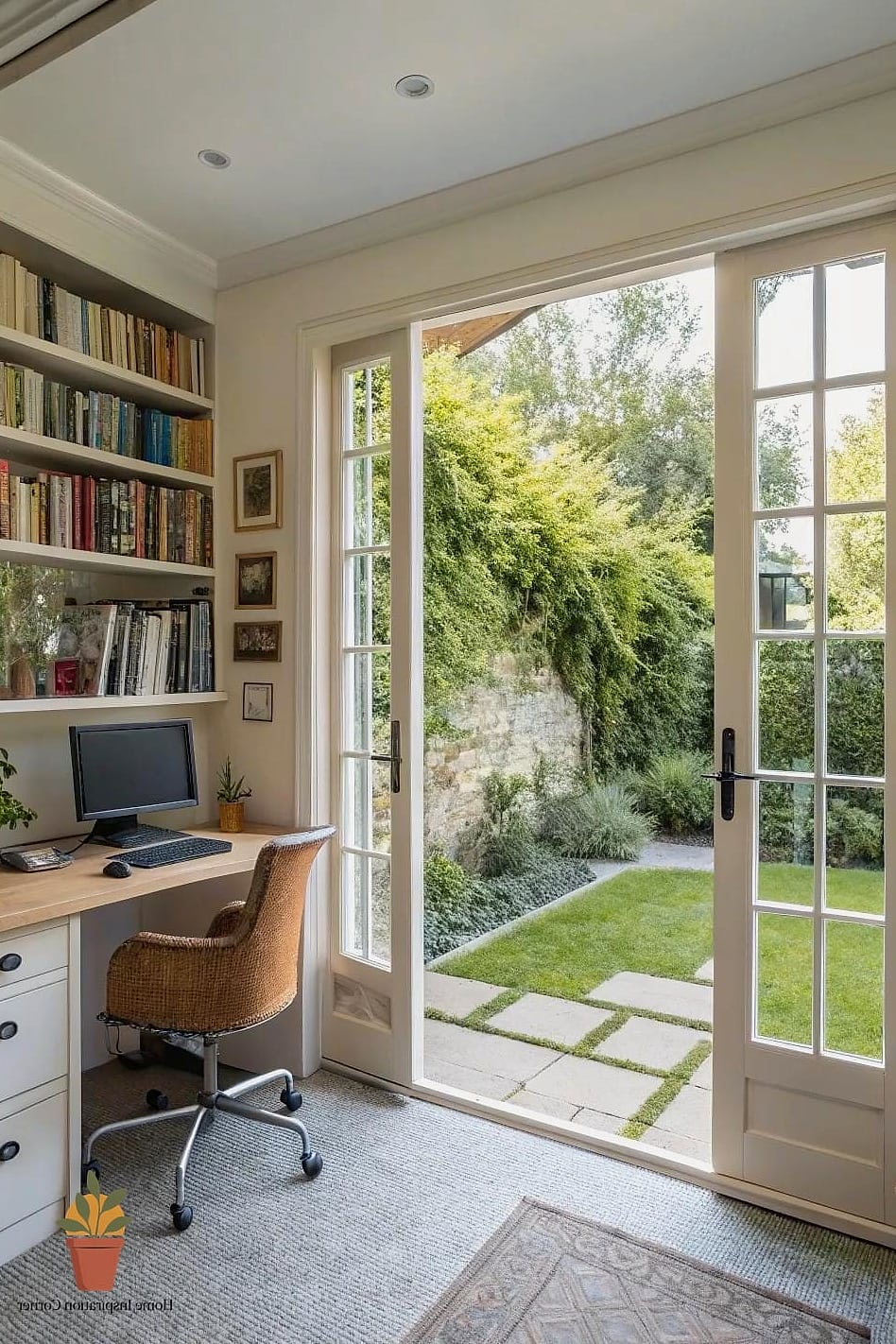 French Doors Opening to a Small Patio