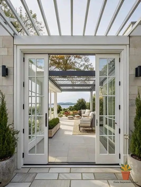 French Doors with a Pergola Overhead