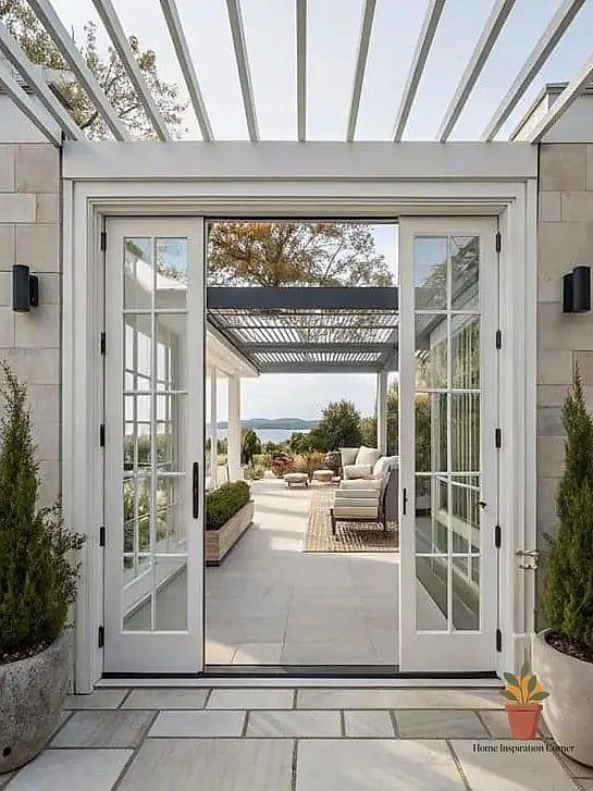 French Doors with an Outdoor Kitchen Extension