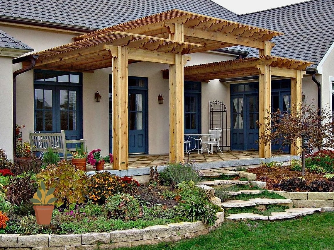 Front Yard Patio with a Pergola