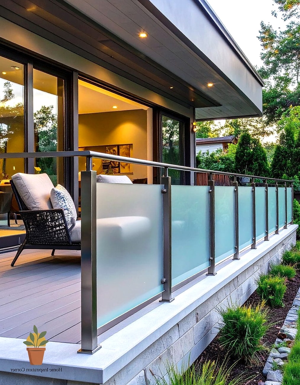 15 Creative Patio Railing Ideas Ideas You Haven't Seen Before 14 Frosted Acrylic Panel Railing