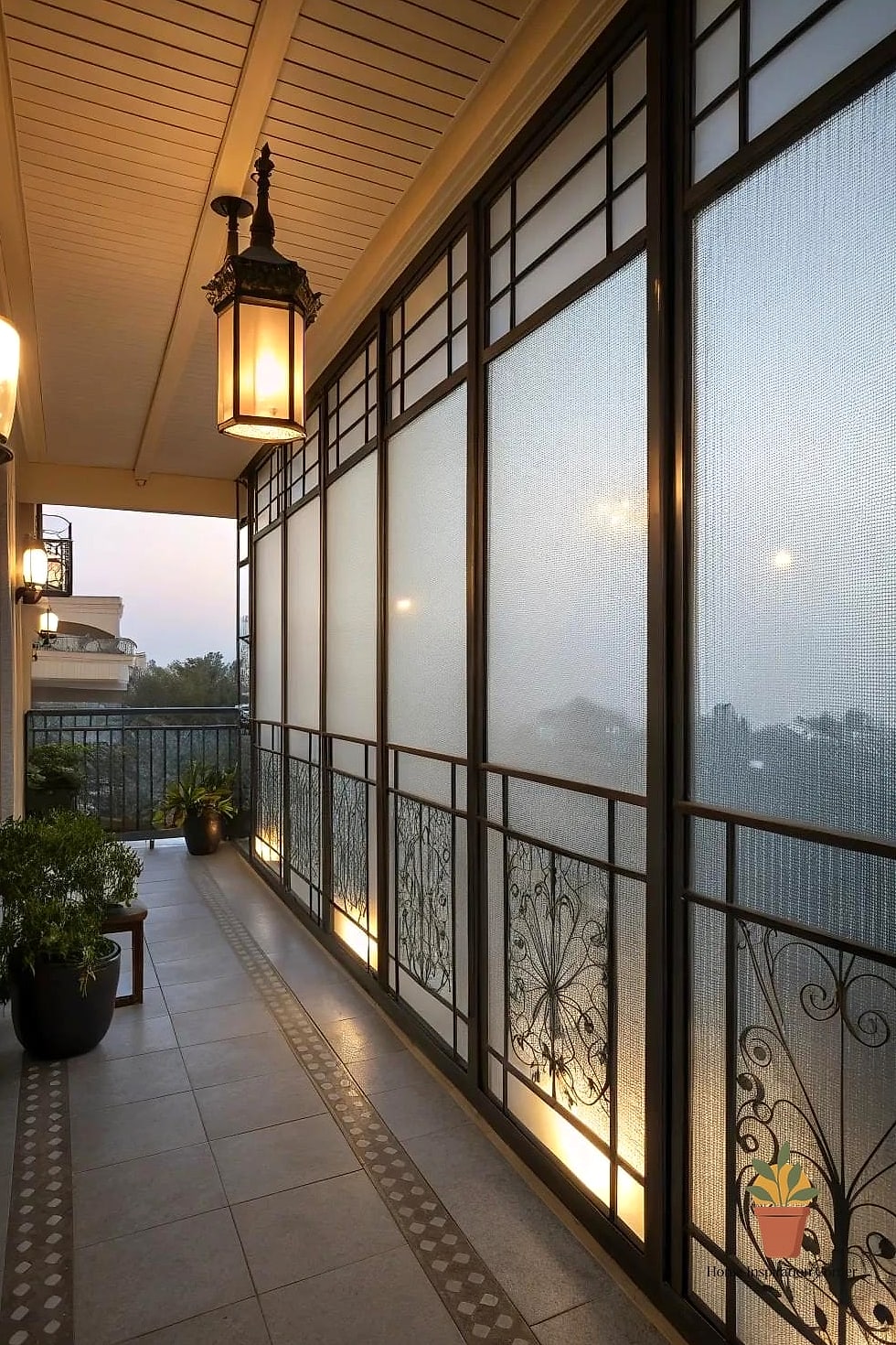 Frosted Glass and Metal Frame Panels