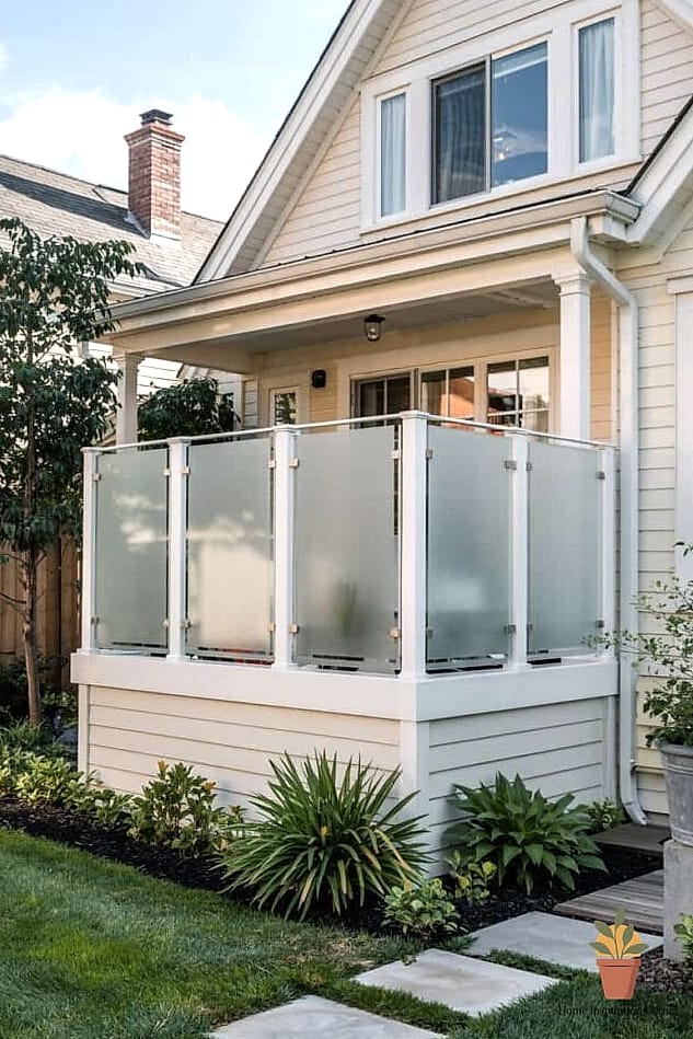 Frosted Glass with Wood Frame Fence