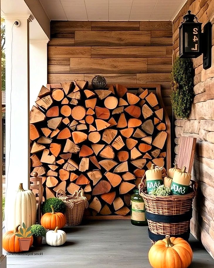 23 Outdoor Fall Decor Ideas Designs That Maximize Style and Function 6 Functional Firewood Storage That Looks Intentional