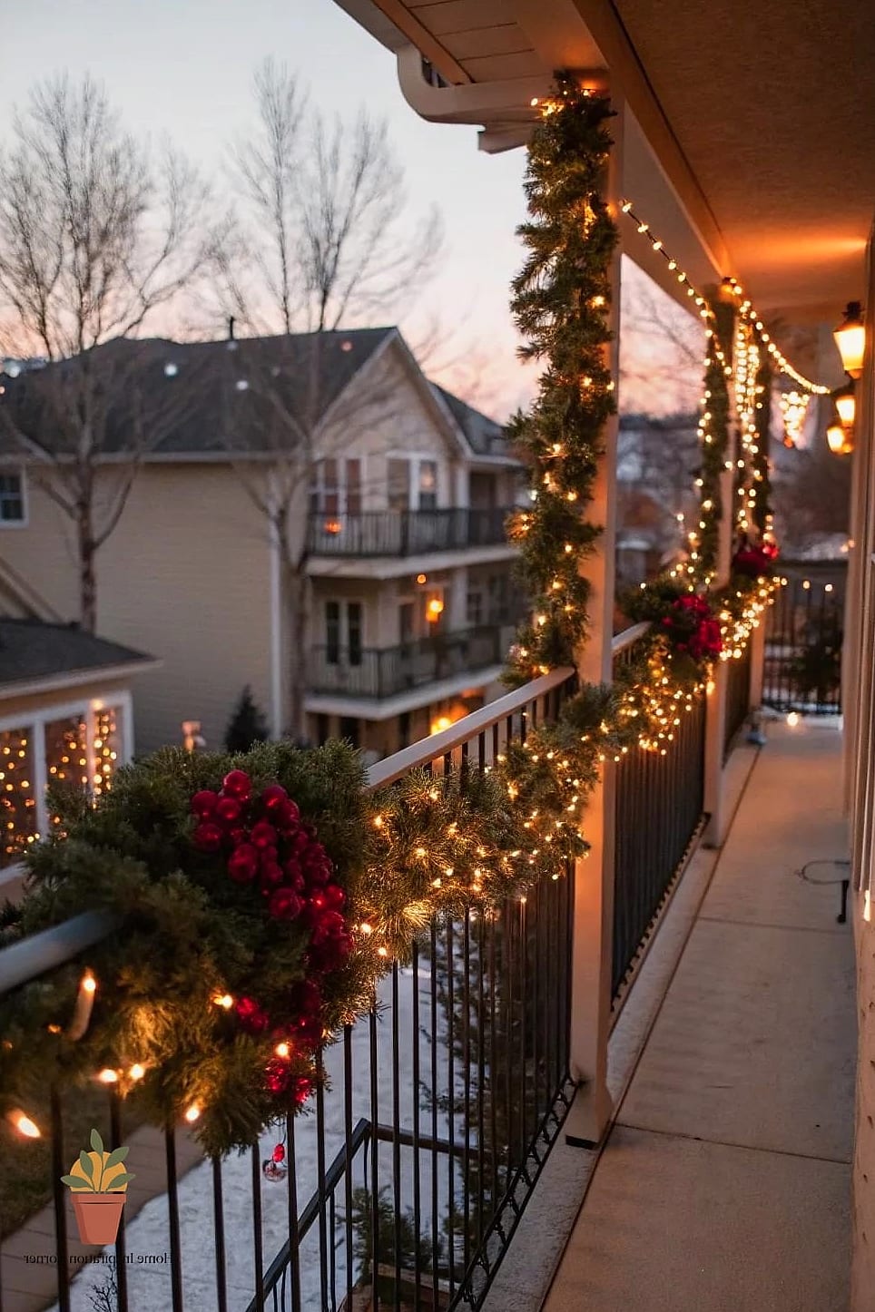 Garland Wrapped Around the Railing