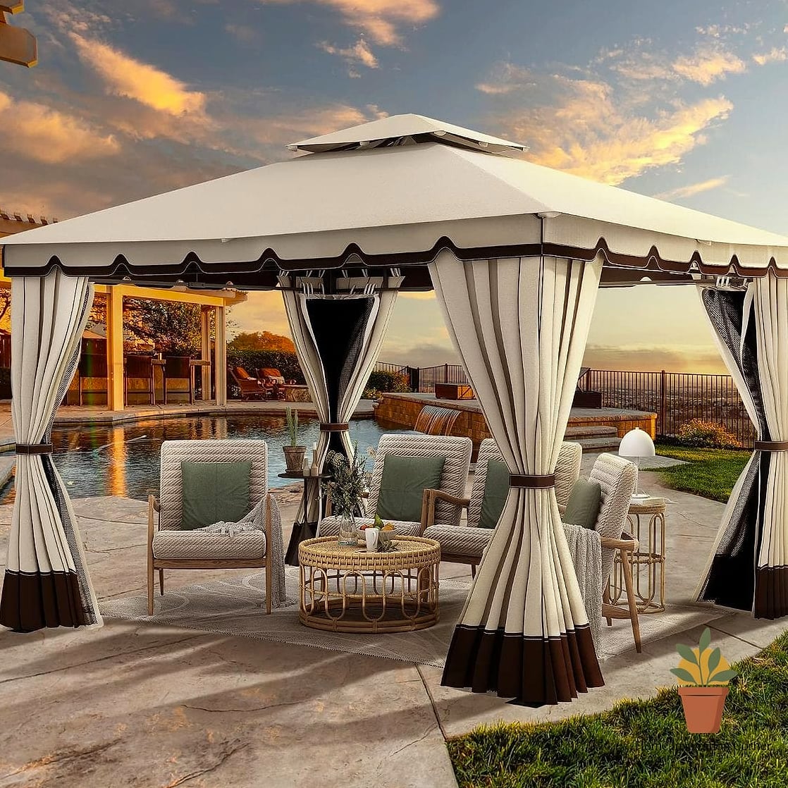 Gazebos with Fabric or Hard-Top Roofs