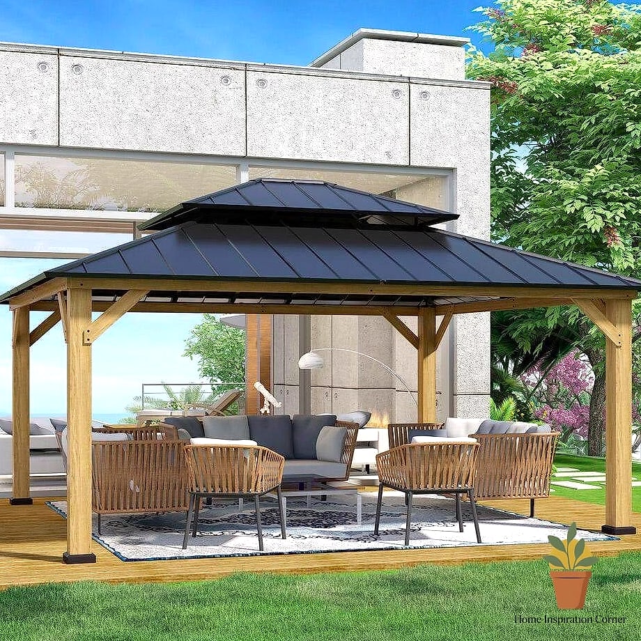 A Gazebo With a Solid Roof