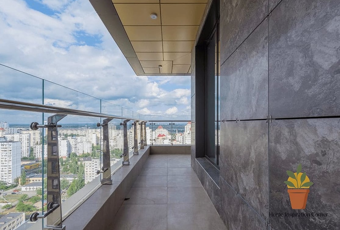 Glass Balcony Paired with Natural Stone Flooring