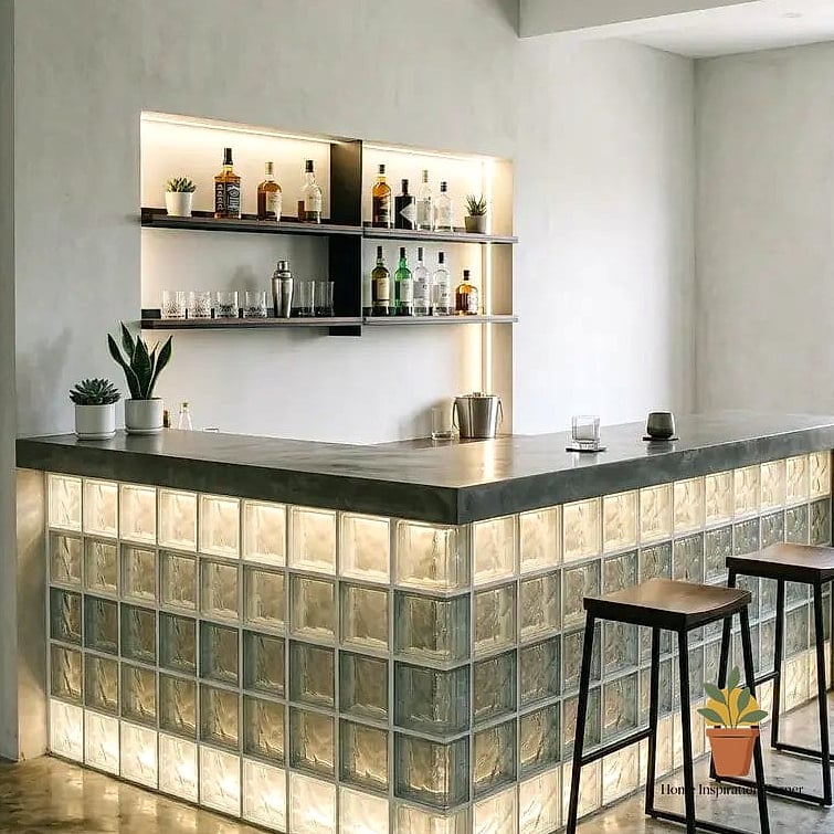 17 Terrace Bar Design Inspiration Boards You'll Want to Copy 11 Glass Block Illuminated Bar Front