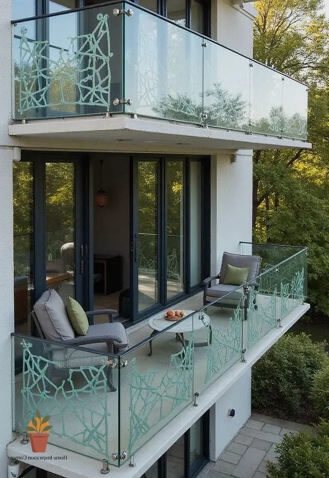 Glass Panels with String Lights Woven Along the Top