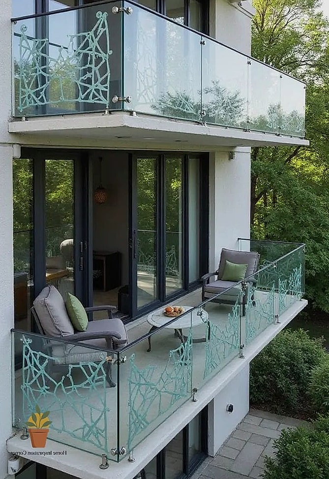 Glass Railing Painted to Match Trim