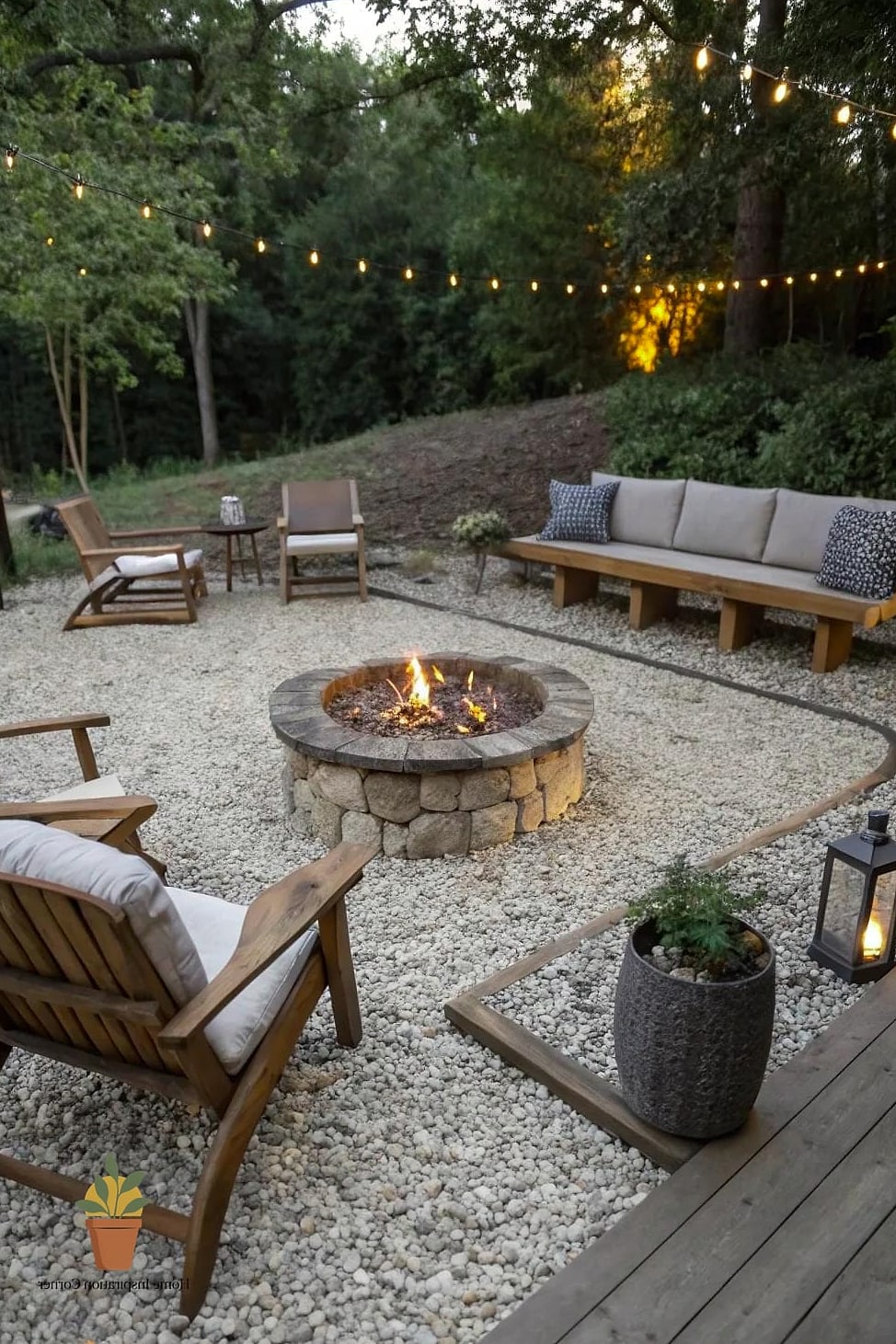 A Gravel Fire Lane with String Lights
