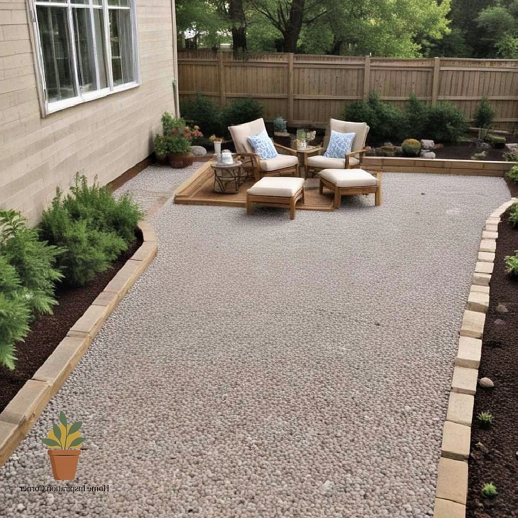 Gravel Patio with a Wood Border