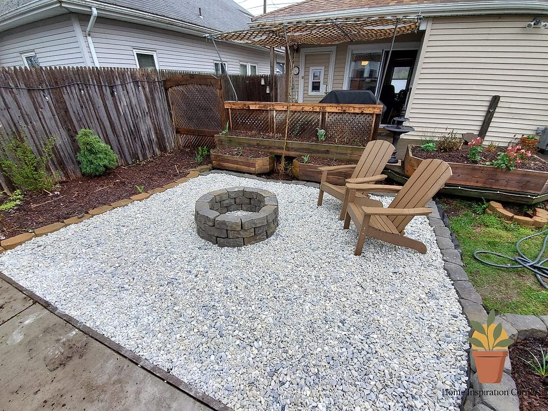 Gravel Patio with Portable Fire Pit