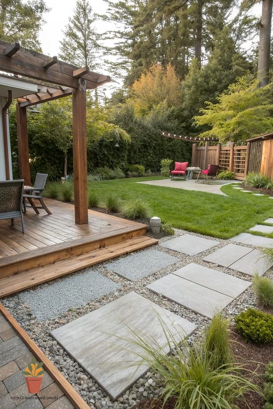 Gravel Patio with a Wood Border