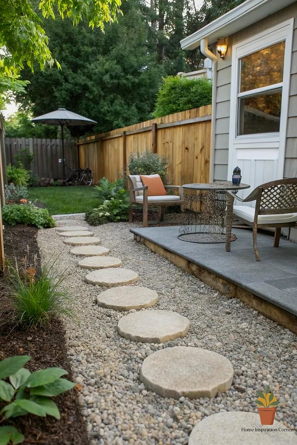 23 Small Outdoor Patio Ideas Designs You Need to See Right Now 6 Gravel and Paver Combo